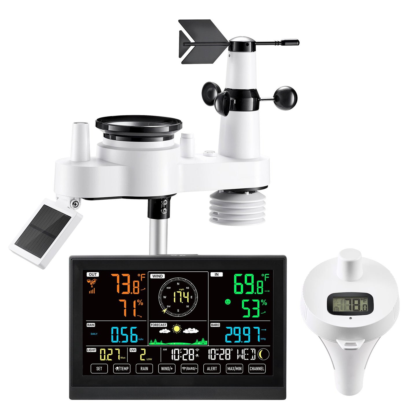 WiFi Weather Station 7-in-1 - 7.5in Display, Solar Powered App