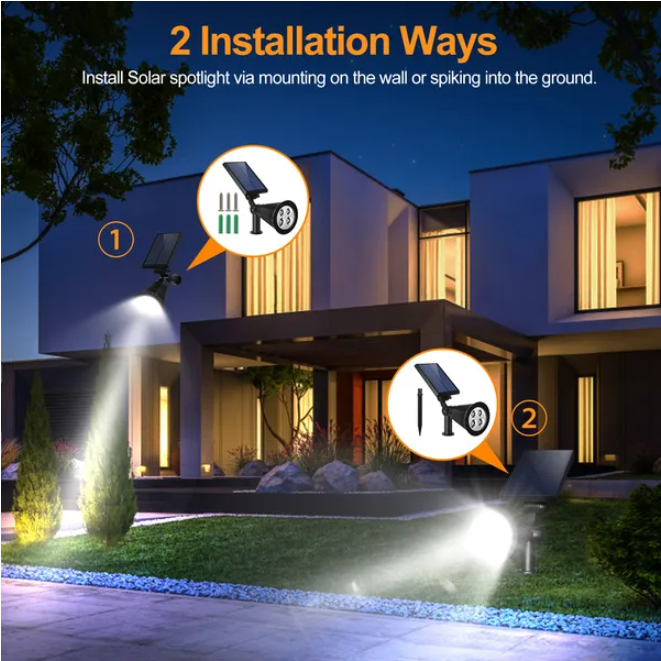 Solar Spotlights 2-Pack - Outdoor Waterproof Landscape Uplights