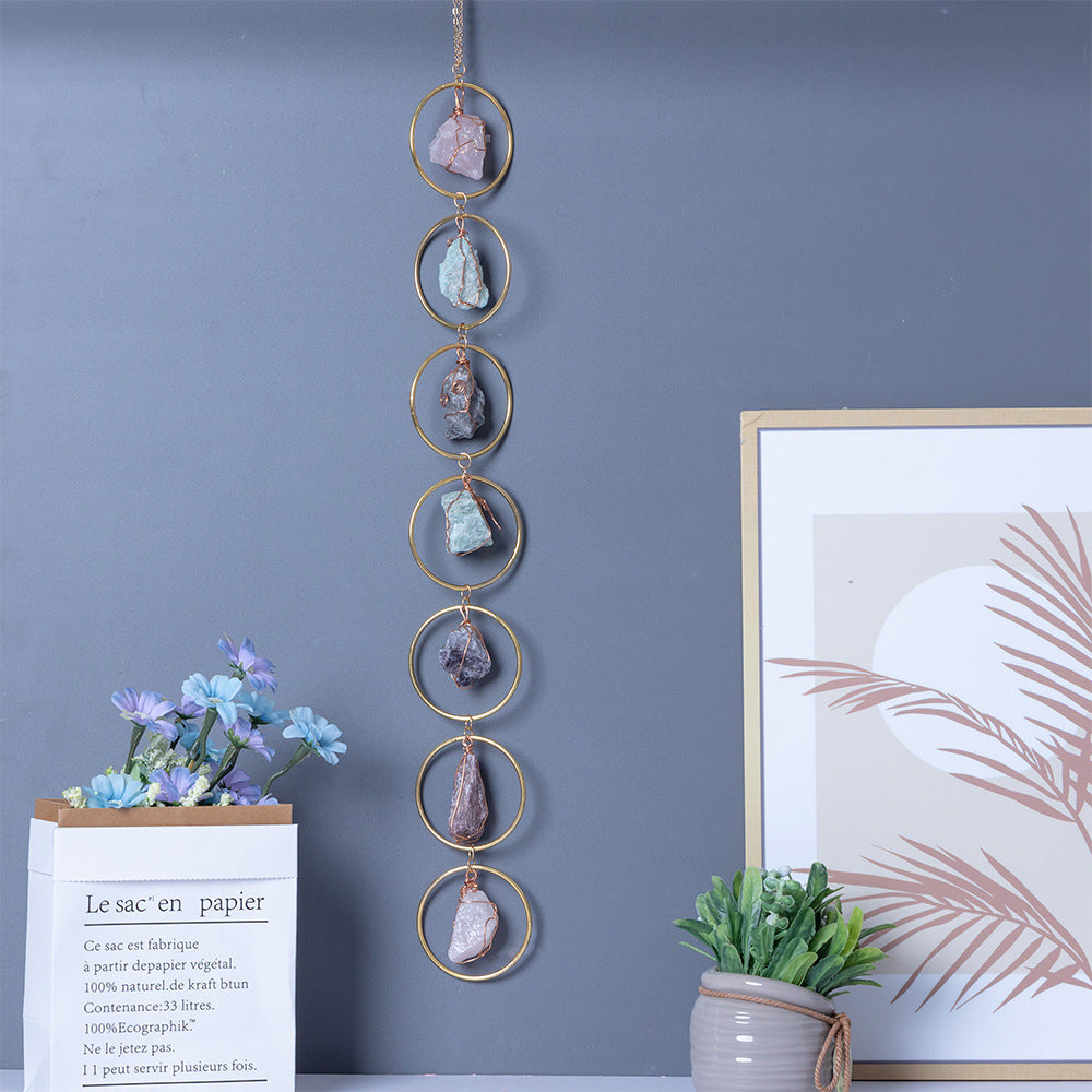 Crystal Raw Stone Wind Chime Pendant - Natural Hanging Decor