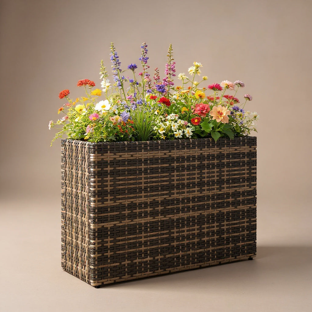 Tall Rectangular Outdoor Planter - Modern Garden Flower Box