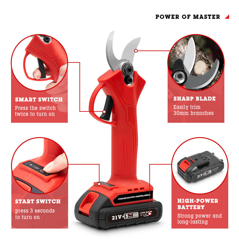 Rechargeable Electric Branch Shears - Heavy-Duty Garden Cutter