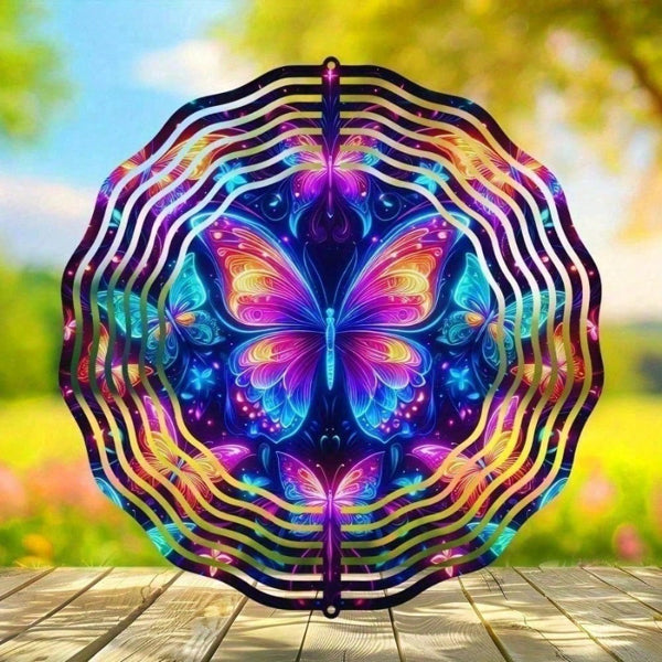 3D Butterfly Wind Spinner - Iron Kinetic Garden Yard Art