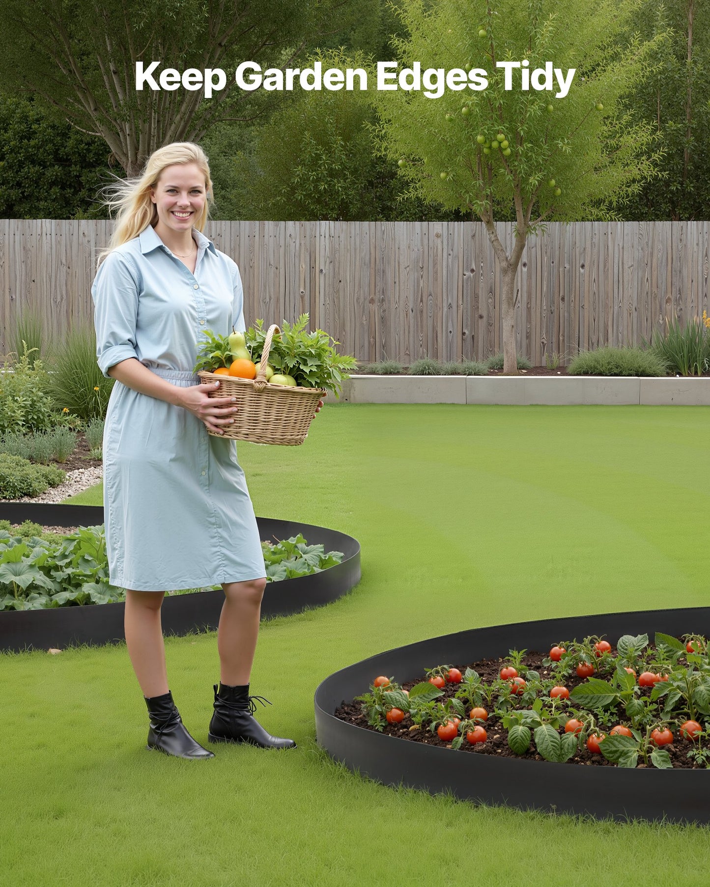 Plastic Garden Edging 33ft x 4in - Border with 30 Spikes