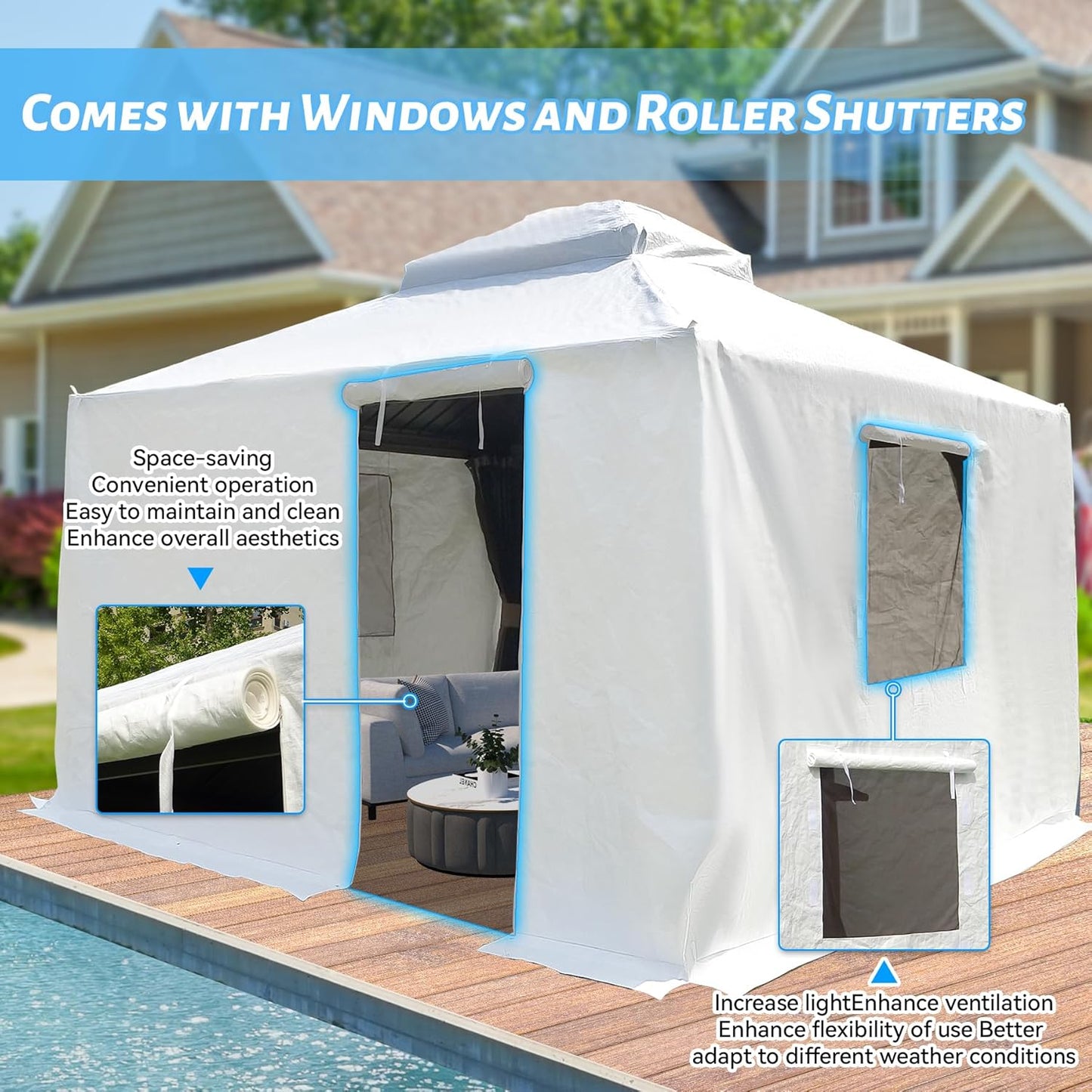 Universal Winter Gazebo Cover with Sidewalls - 10x12ft