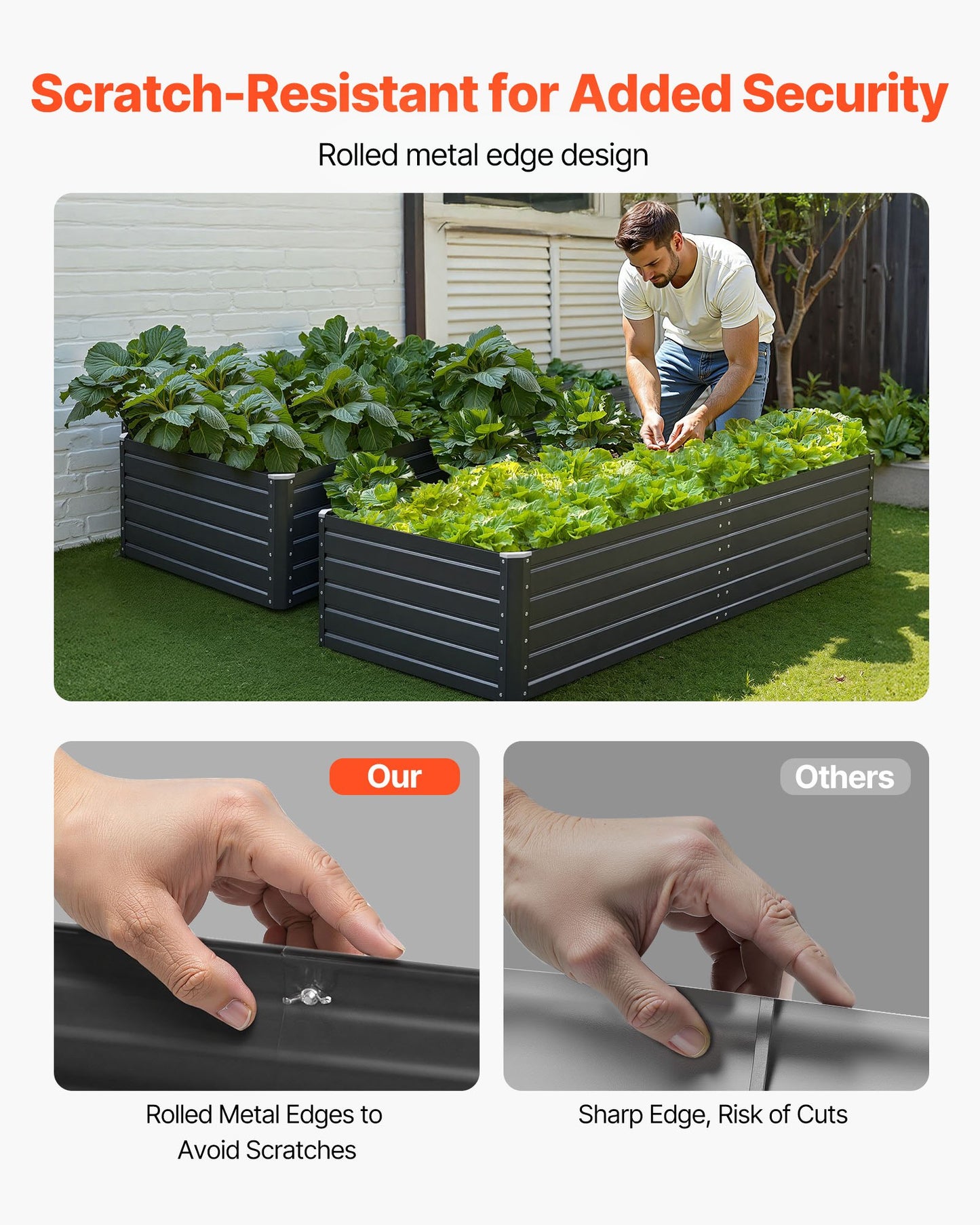 Galvalume Metal Raised Garden Bed - Open-Bottom Outdoor Planter