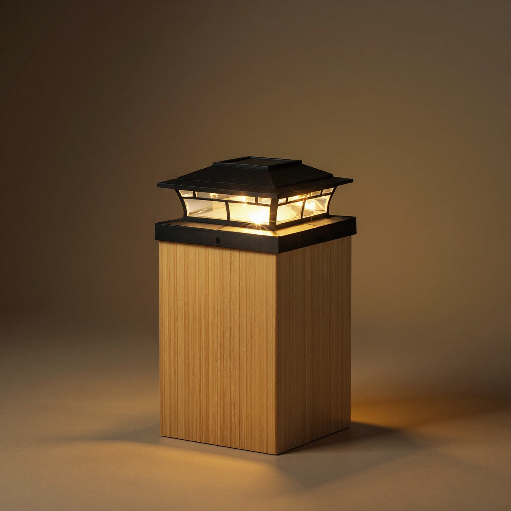 Solar Fence Pillar Lamp - Outdoor Yard Post Light