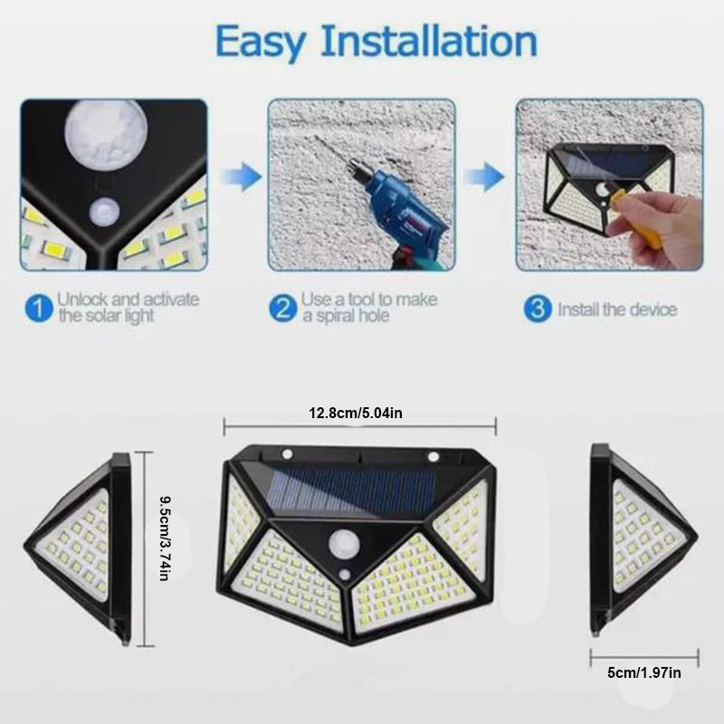 Solar Motion Sensor Light - 3 Modes, IP65 Outdoor Wall Mount
