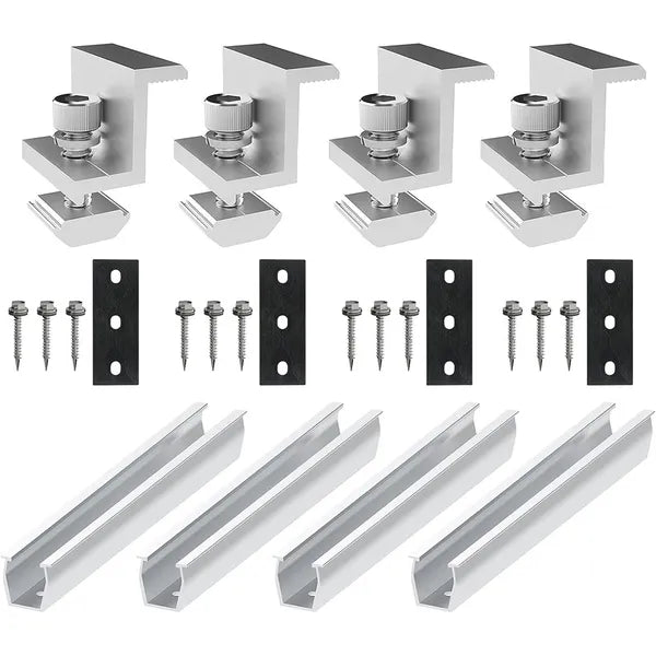 U-Shaped Solar Panel Mounting Rail - Black, Middle Pressure Set