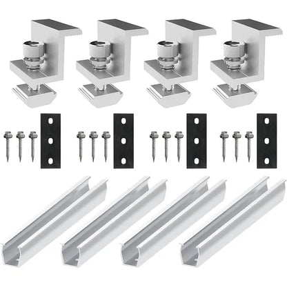 U-Shaped Solar Panel Mounting Rail - Black, Middle Pressure Set