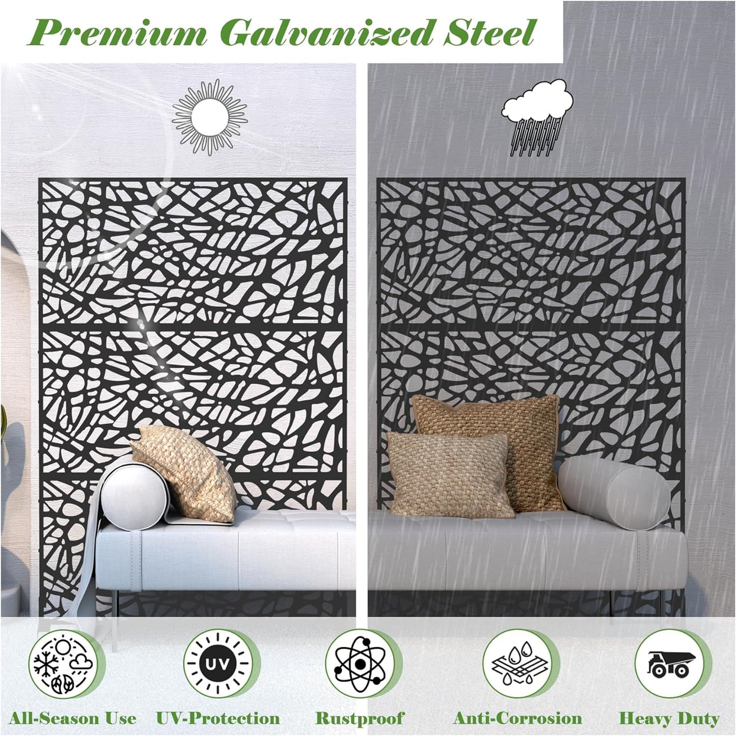 Freestanding Metal Privacy Screen - Outdoor Panel Divider