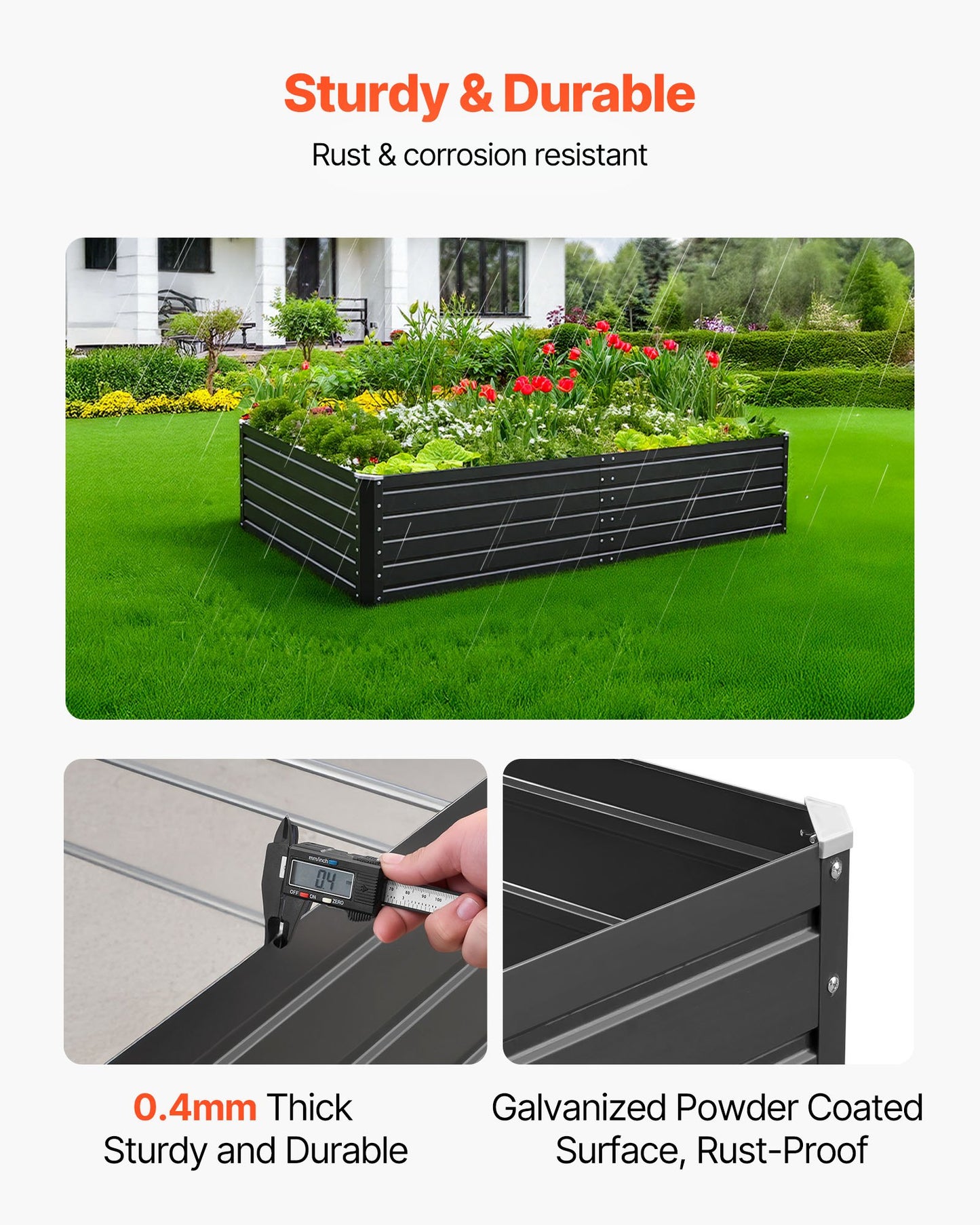 Galvalume Metal Raised Garden Bed - Open-Bottom Outdoor Planter