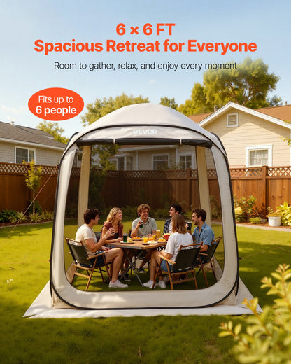 4-6 Person Pop-Up Screen House Tent - Portable Outdoor Canopy