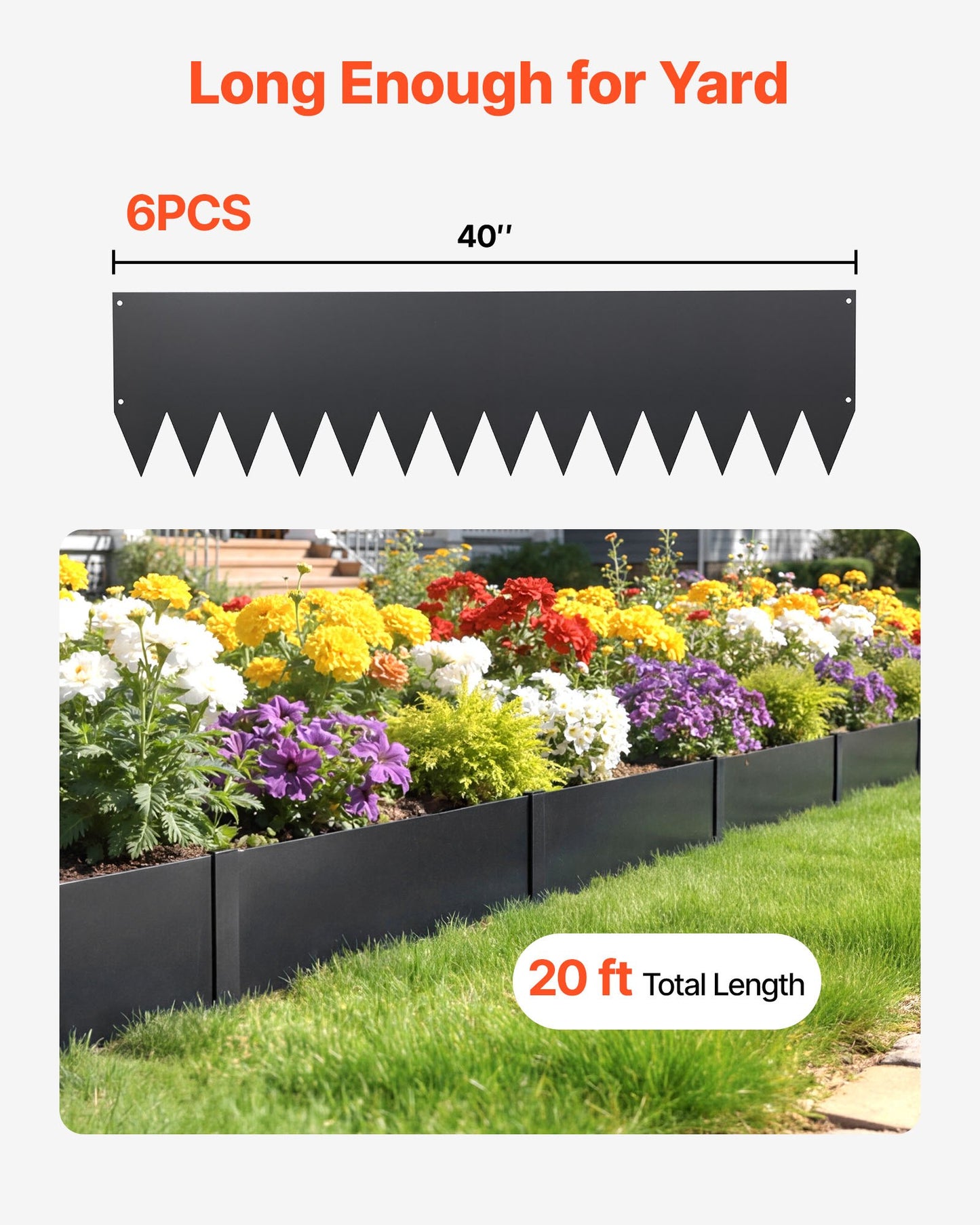 Galvanized Steel Landscape Edging 6-Pack - 40x10in Garden Border