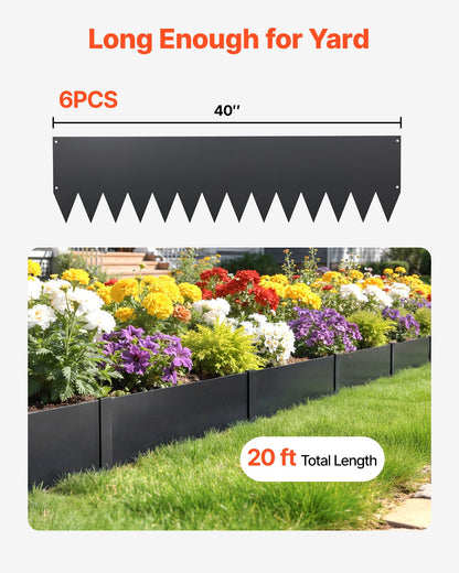 Galvanized Steel Landscape Edging 6-Pack - 40x10in Garden Border