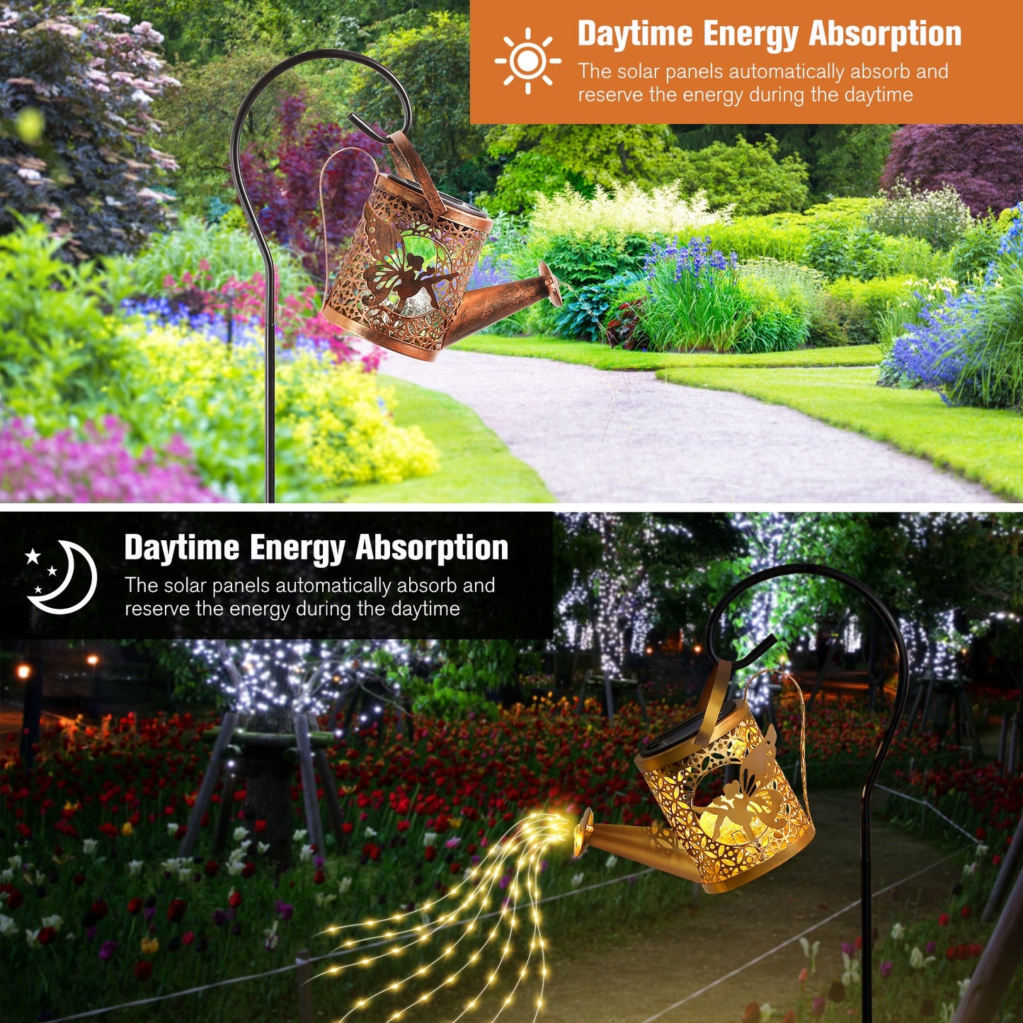 Solar Watering Can Lights - Metal Decorative Outdoor Garden Decor