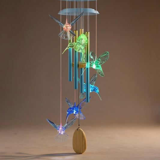 Solar Wind Chime - Aluminum Tubes, 7-Color Changing Outdoor