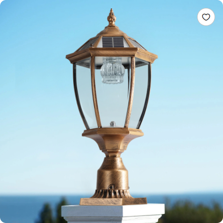 Solar Outdoor Lantern 20in - Vintage Golden Garden Post Light