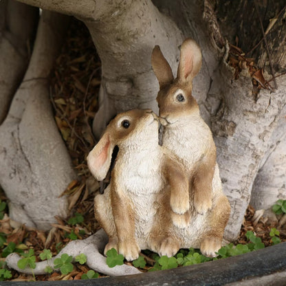 Resin Rabbit Garden Statue - Indoor/Outdoor Patio Decor