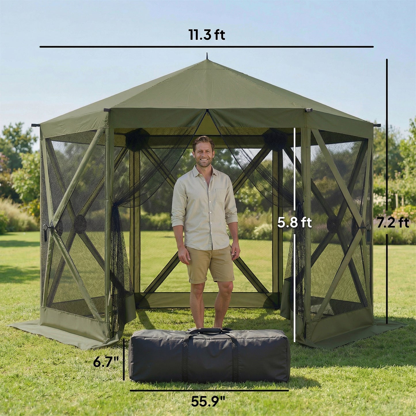 Portable Pop-Up Screen House Canopy - Instant Camping Gazebo