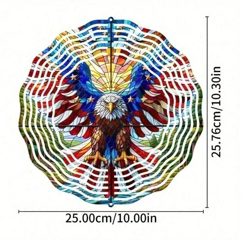 American Flag Wind Spinner - 3D Patriotic Eagle Garden Decor