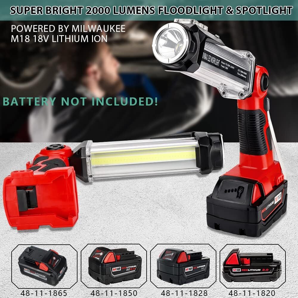 LED Work Light for Milwaukee 18V Battery - 35W Cordless Floodlight