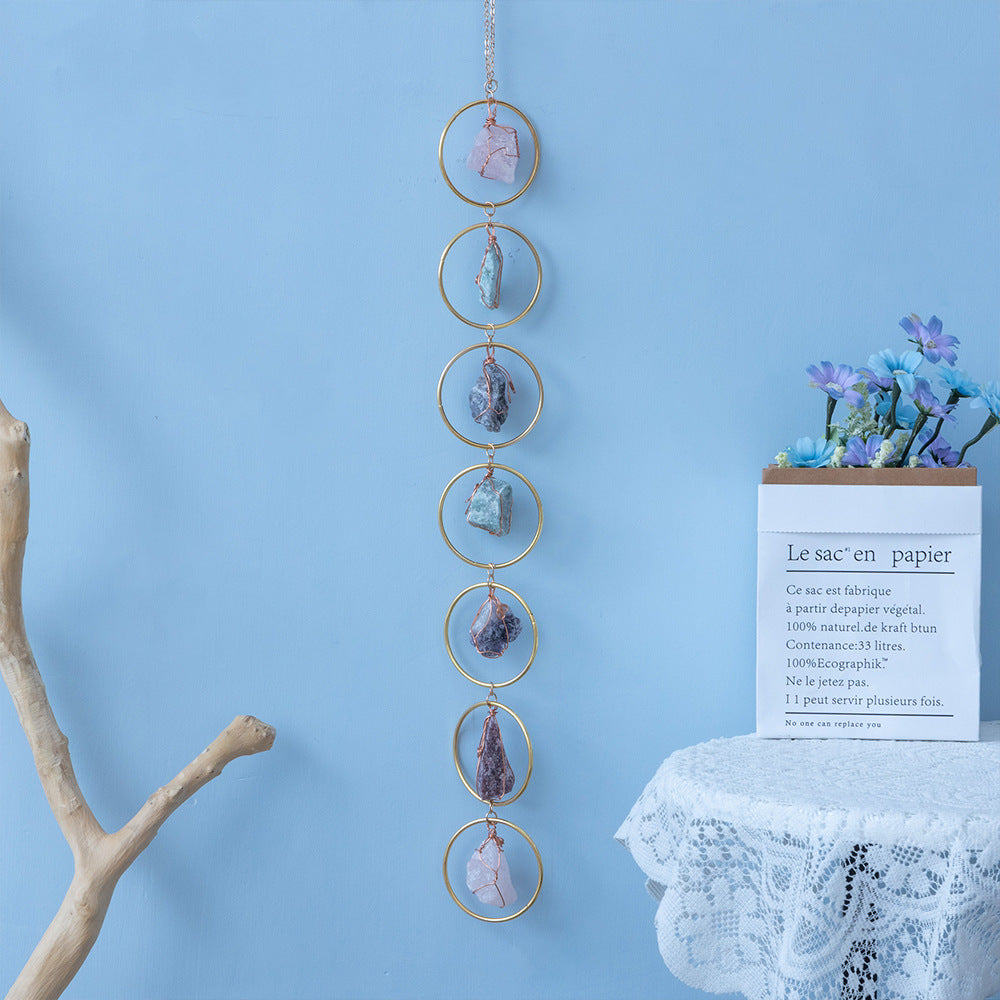 Crystal Raw Stone Wind Chime Pendant - Natural Hanging Decor