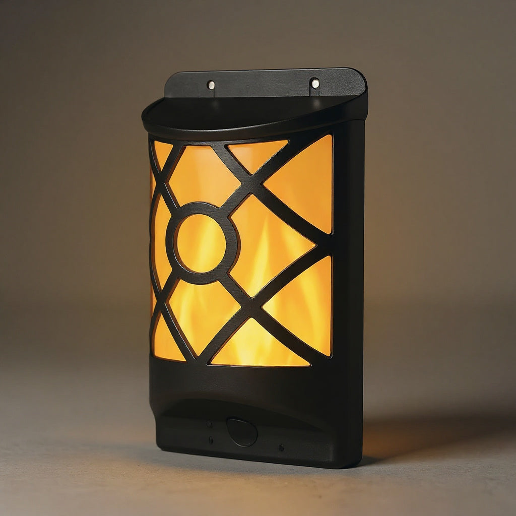 Flame Solar Wall Lamp - 96 LED Flickering Outdoor Waterproof Light
