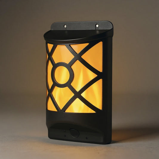 Flame Solar Wall Lamp - 96 LED Flickering Outdoor Waterproof Light