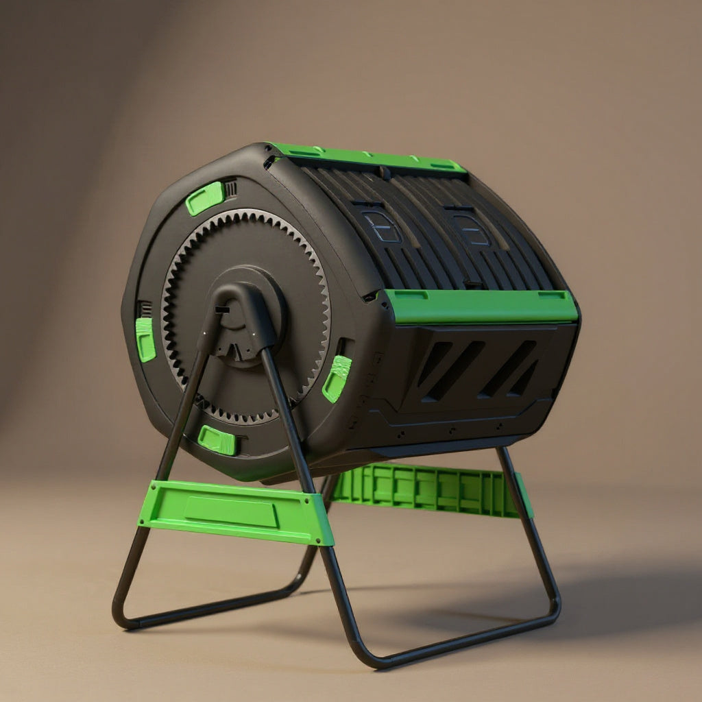 53 Gallon Dual-Chamber Compost Tumbler - Outdoor Rotating Composter