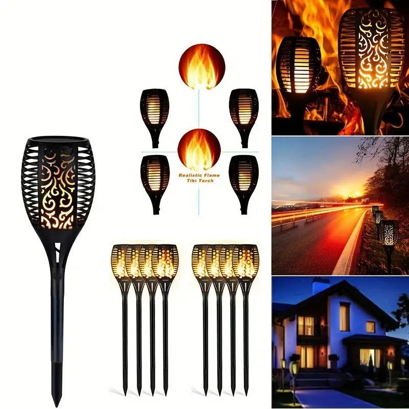Solar Flickering Flame Torch Lights - Outdoor Garden Pathway