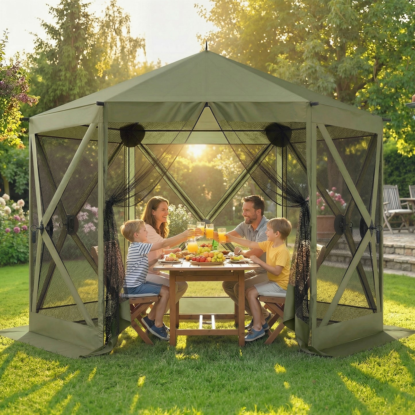 Portable Pop-Up Screen House Canopy - Instant Camping Gazebo