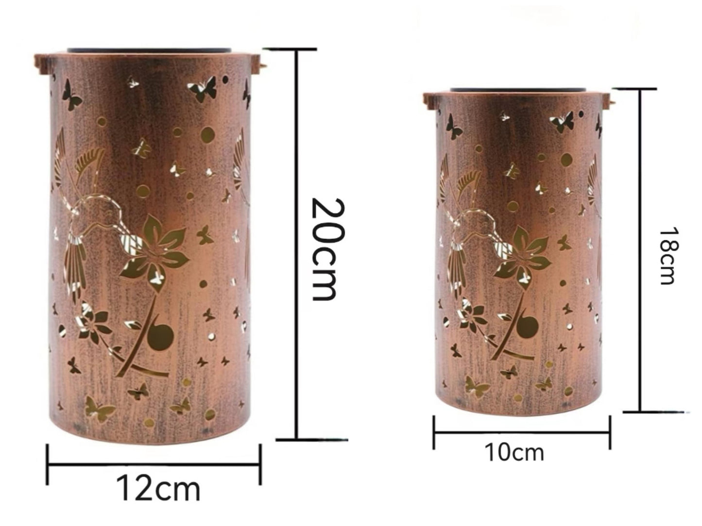 Solar Iron Hollow Lantern - Hanging Outdoor Courtyard Lamp