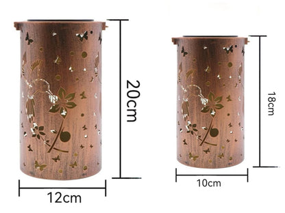 Solar Iron Hollow Lantern - Hanging Outdoor Courtyard Lamp