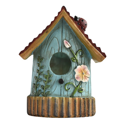 Rustic Birdhouse Garden Sculpture - Decorative Bird Nest Decor