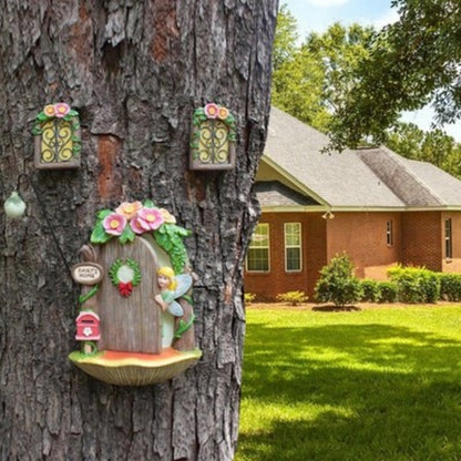 Resin Fairy Door & Windows - Miniature Tree Sculpture Decor