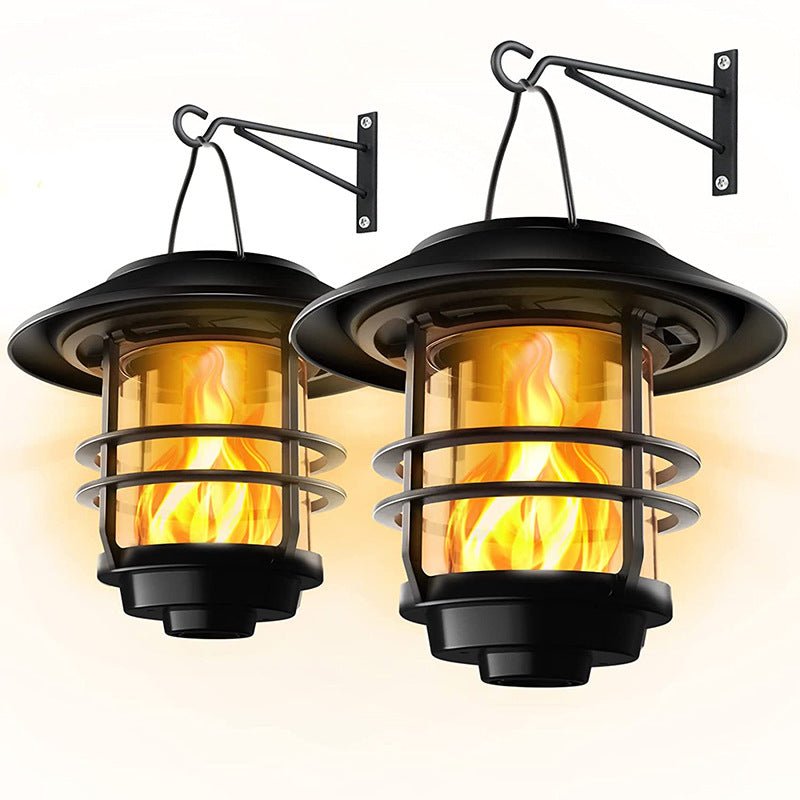 Solar LED Glass Garden Wall Lamp - Outdoor Decorative Sconce