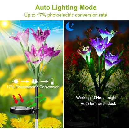 Solar Lily Flower Pathway Lights - 7-Color IP65 Waterproof