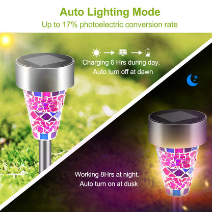 Mosaic Solar Pathway Lights 6-Pack - IP44 Waterproof Walkway