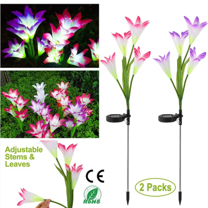 Solar Lily Flower Garden Lights - Decorative LED Outdoor Accents