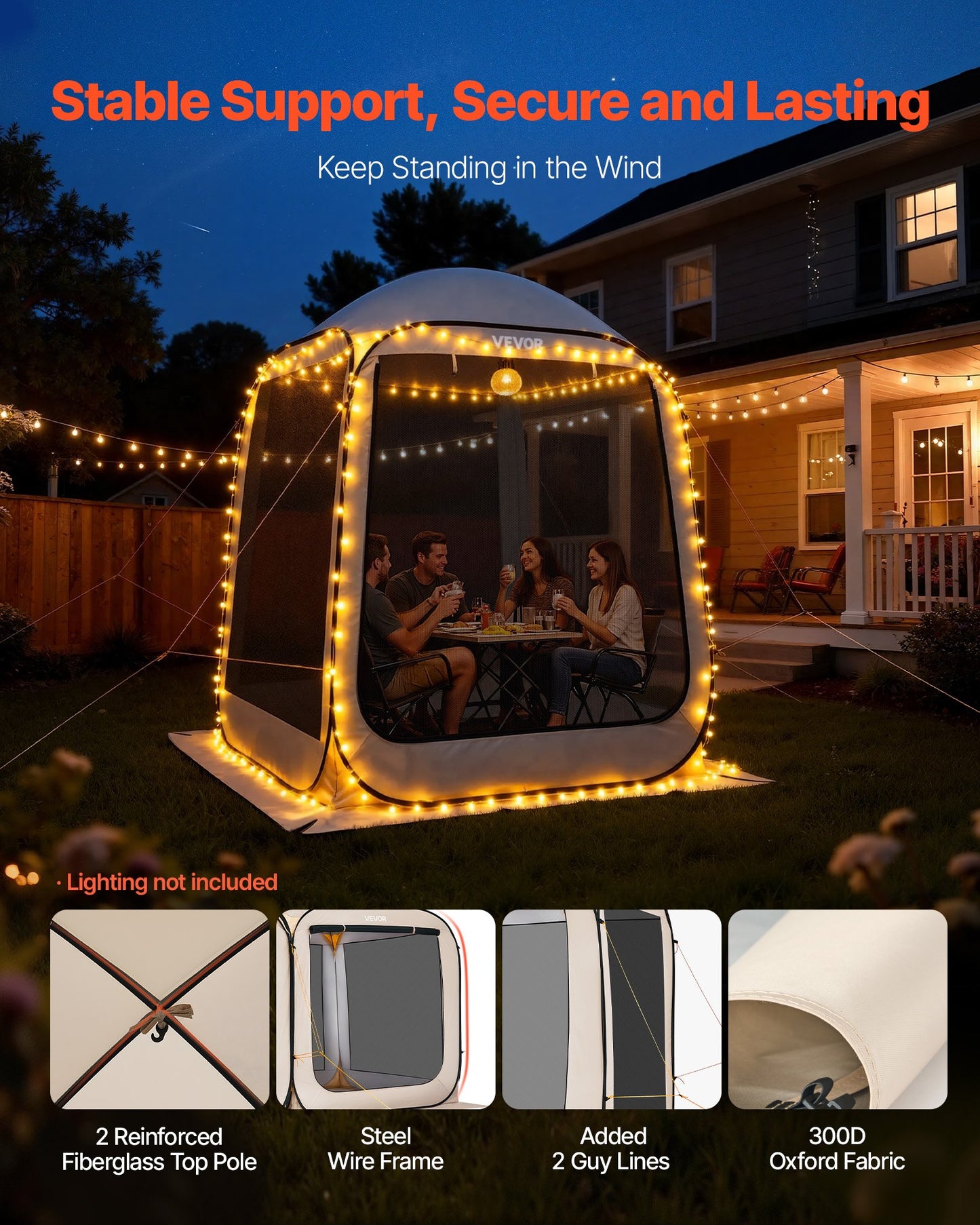 4-6 Person Pop-Up Screen House Tent - Portable Outdoor Canopy