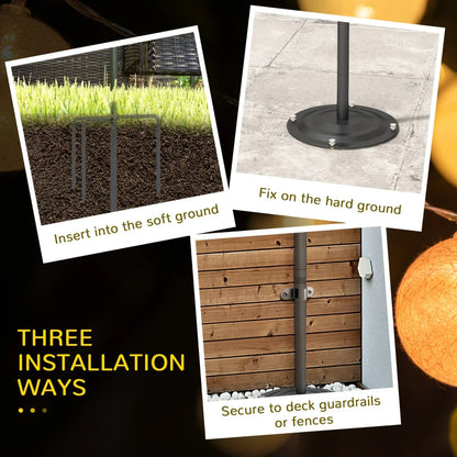 10ft Steel String Light Poles - Patio Hanging Lighting Stand Set
