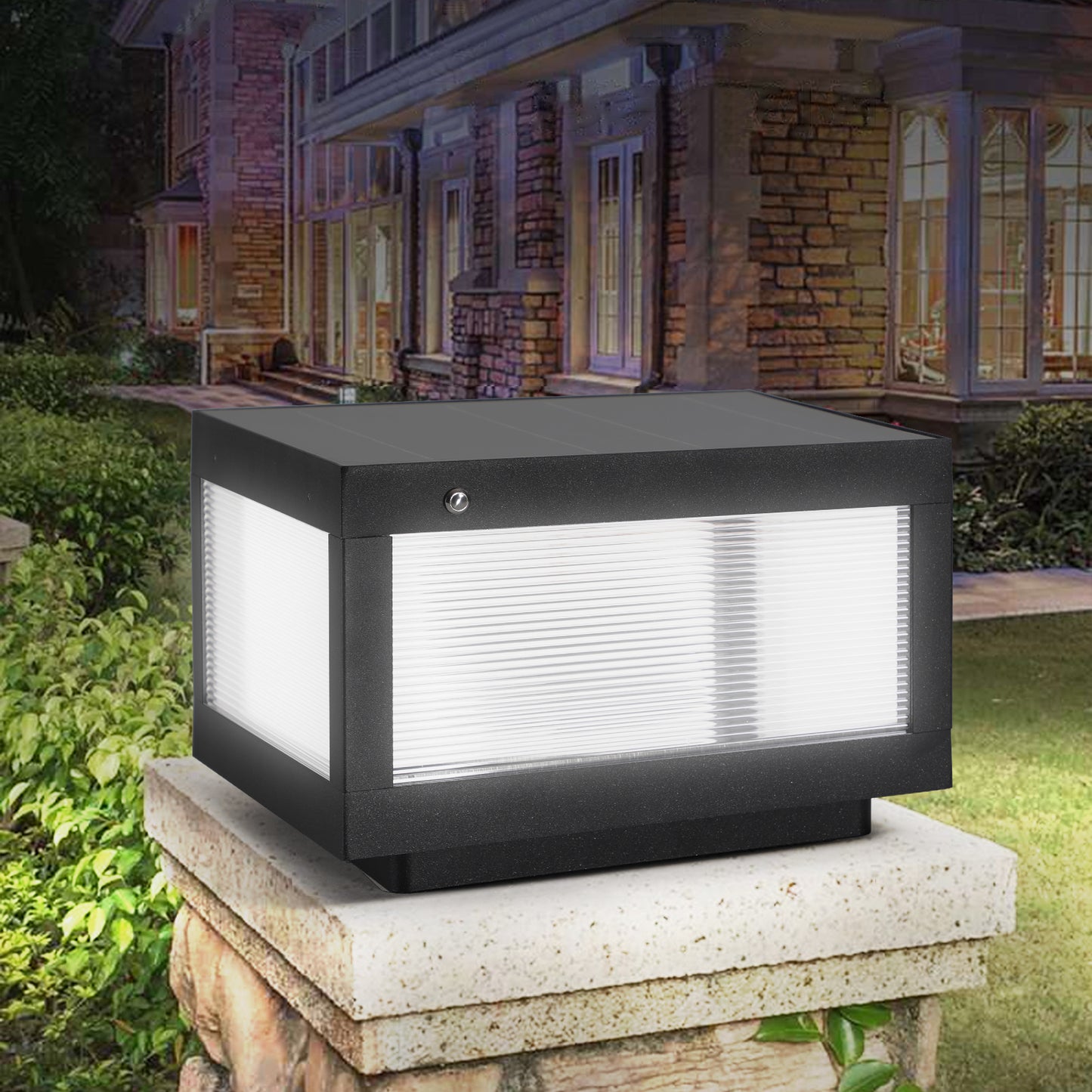 Solar LED Post Cap Light - Black, Outdoor Fence & Deck Lighting