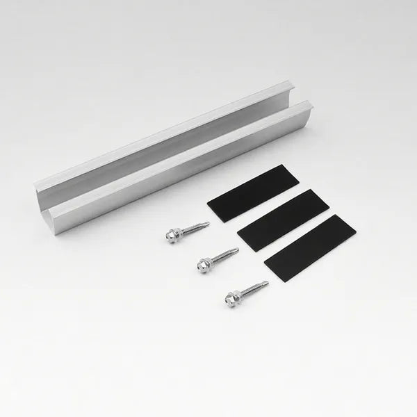 U-Shaped Solar Panel Mounting Rail - Black, Middle Pressure Set
