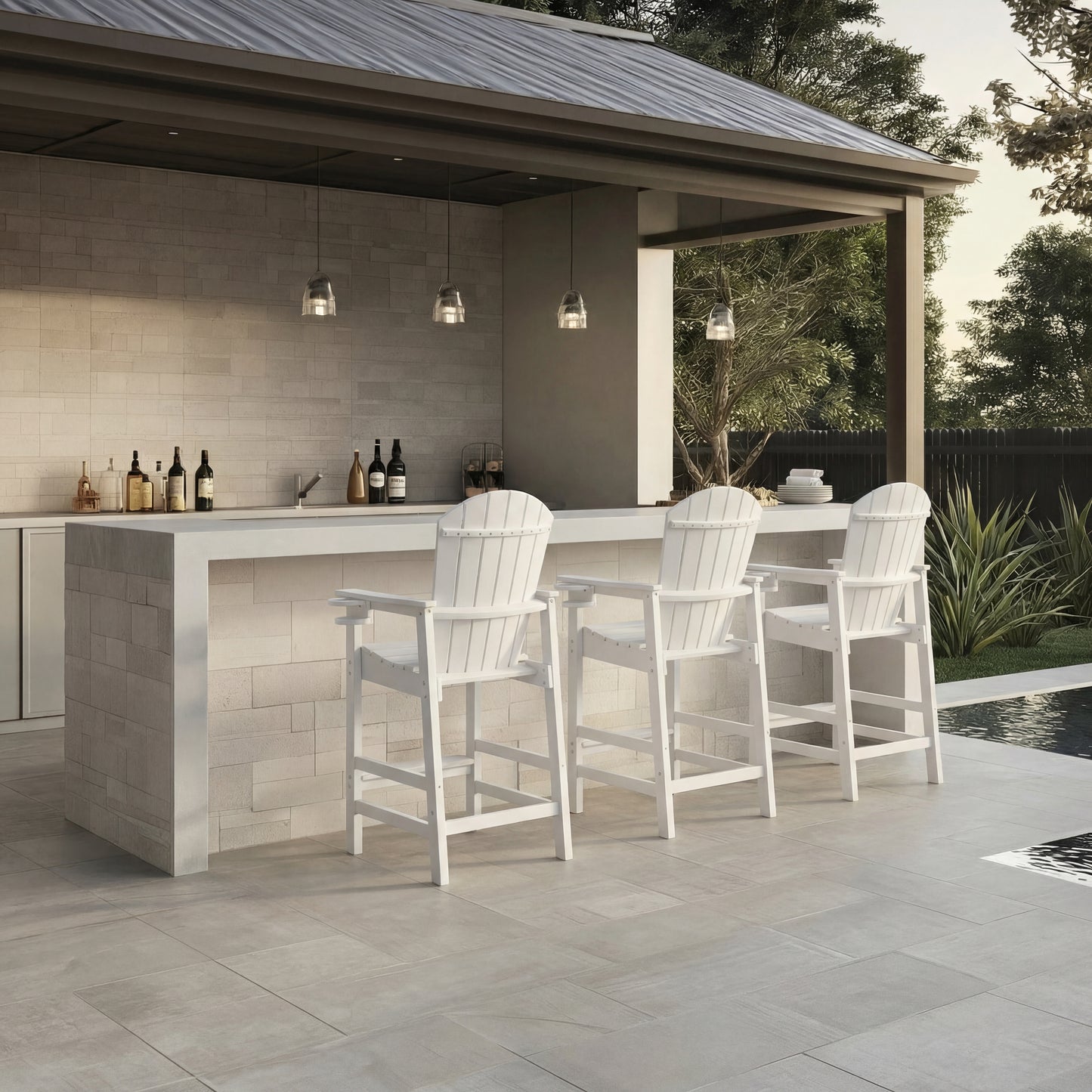 HDPE Adirondack Bar Chair - All-Weather Outdoor Patio Stool