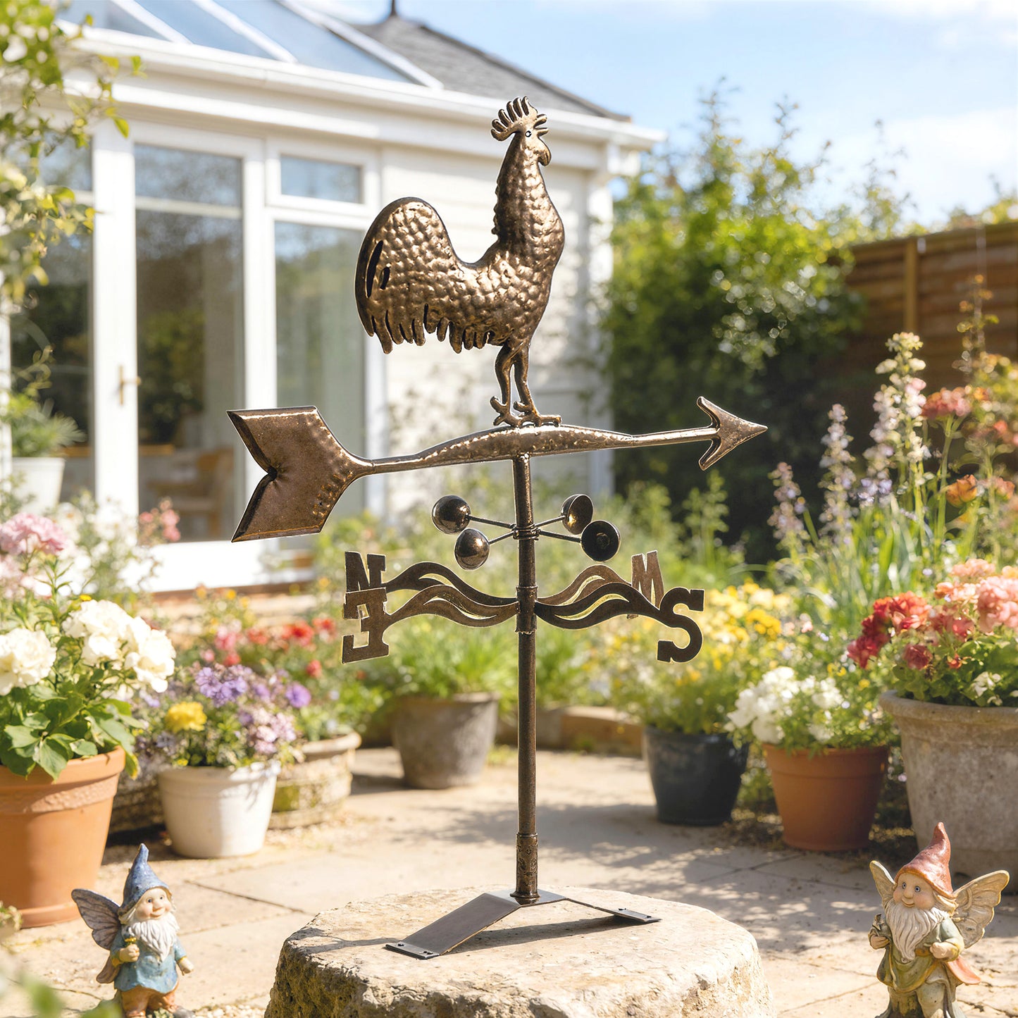 Metal Rooster Weathervane - Roof-Mount Wind Direction Indicator