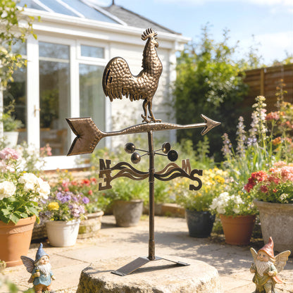 Metal Rooster Weathervane - Roof-Mount Wind Direction Indicator