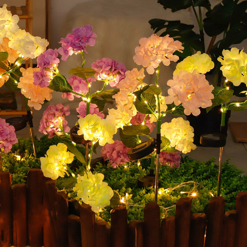 Solar Hydrangea Ground Lights - Decorative Outdoor Floral Lamps
