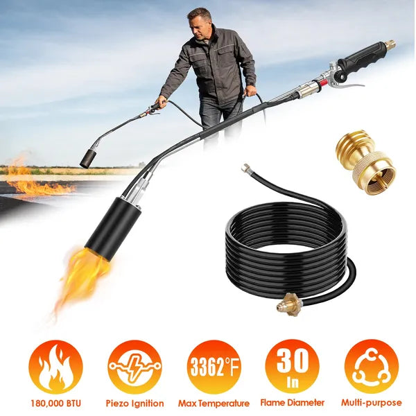 Propane Weed Torch Burner - 180,000 BTU with 10ft Hose