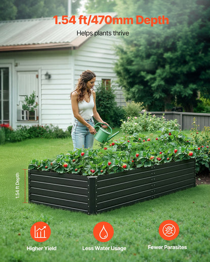 Galvalume Metal Raised Garden Bed - Open-Bottom Outdoor Planter