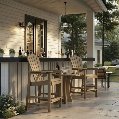 HDPE Adirondack Bar Chair with Cup Holder - All-Weather Patio